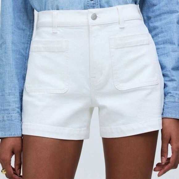 Madewell Pants - NWT Madewell Women's Denim Emmett Short Patch Pocket High-Rise Sailor White 32